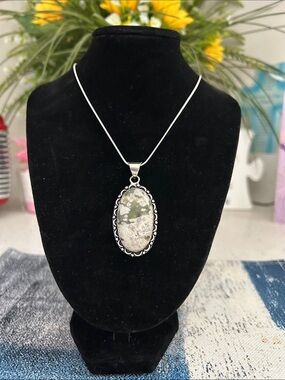 Sterling Silver Ocean Jasper Gemstone Pendant Necklace